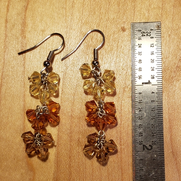 Swavarski dangle, CC fish hook earrings. - Picture 2 of 2